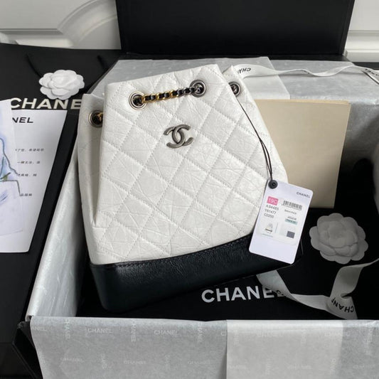CHANEL GRABRIELLE SMALL 24 BACKPACK IN WHITE MIX BLACK CALFSKIN
