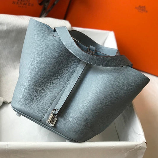 HERMES picotin lock 22 stone blue togo shw