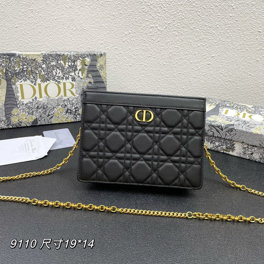 DIOR CARO POUCH 19 BAG IN BLACK CALFSKIN