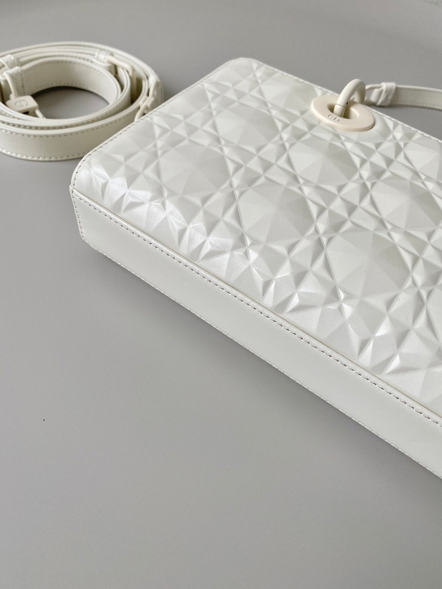 DIOR MEDIUM D-JOY BAG 26 IN WHITE CALFSKIN