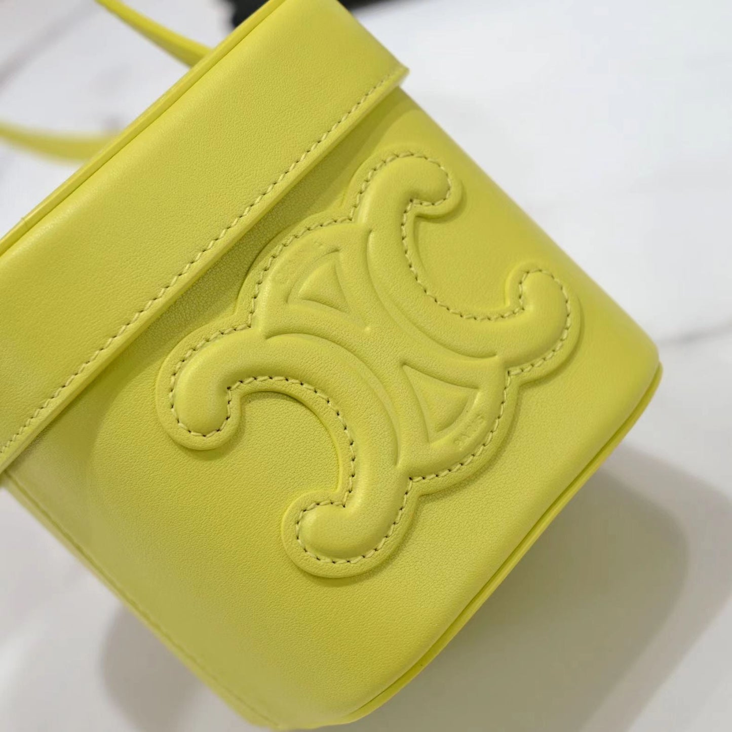 CELINE SQUARE BOX CROSSBODY BAG 11 LEMON YELLOW  CALFSKIN
