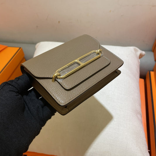 HERMES RoulisSlim Wallet 12.7 Brown Calfskin Ghw