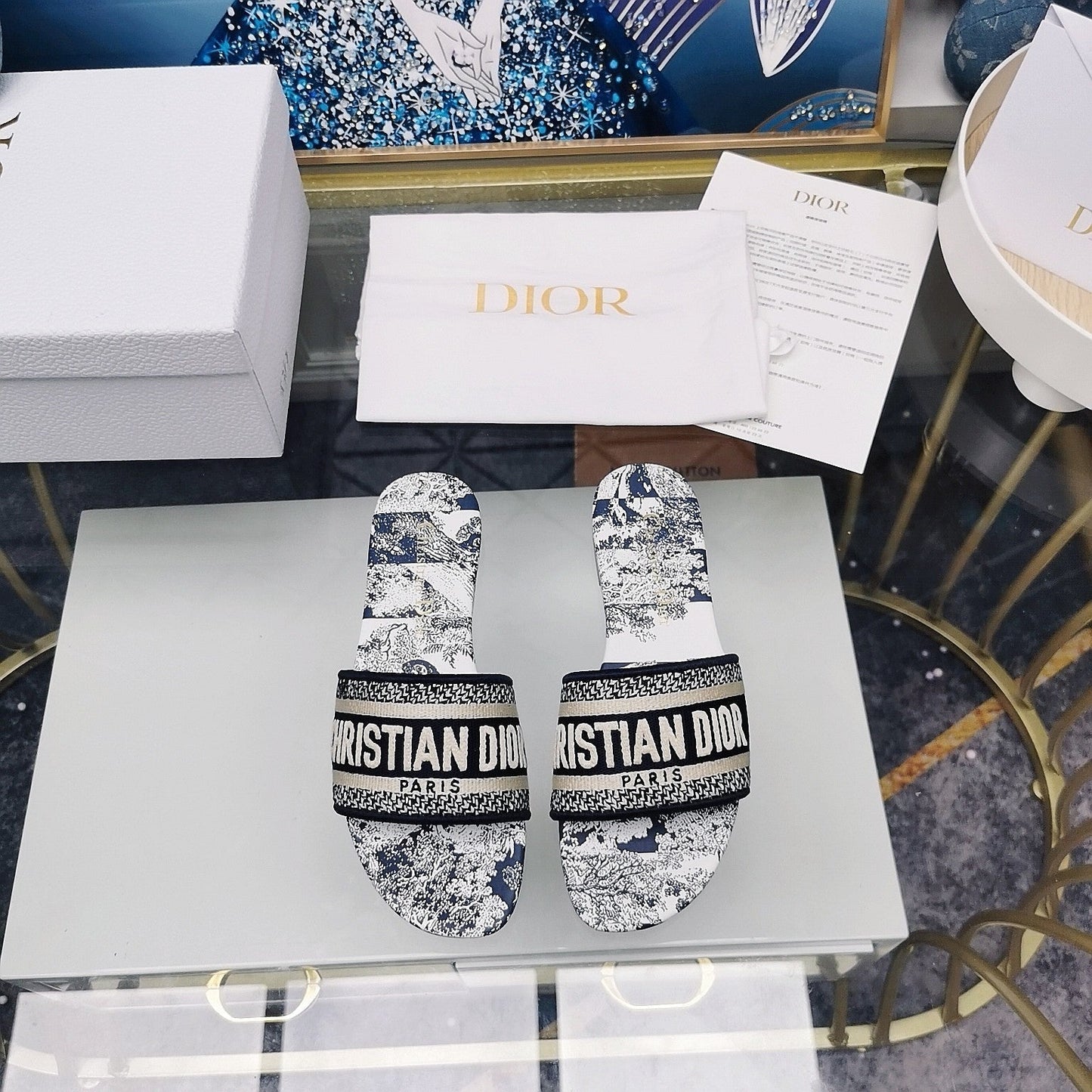 DIOR CD Mule Dway Slide 10mm Multi-motifs Style 29