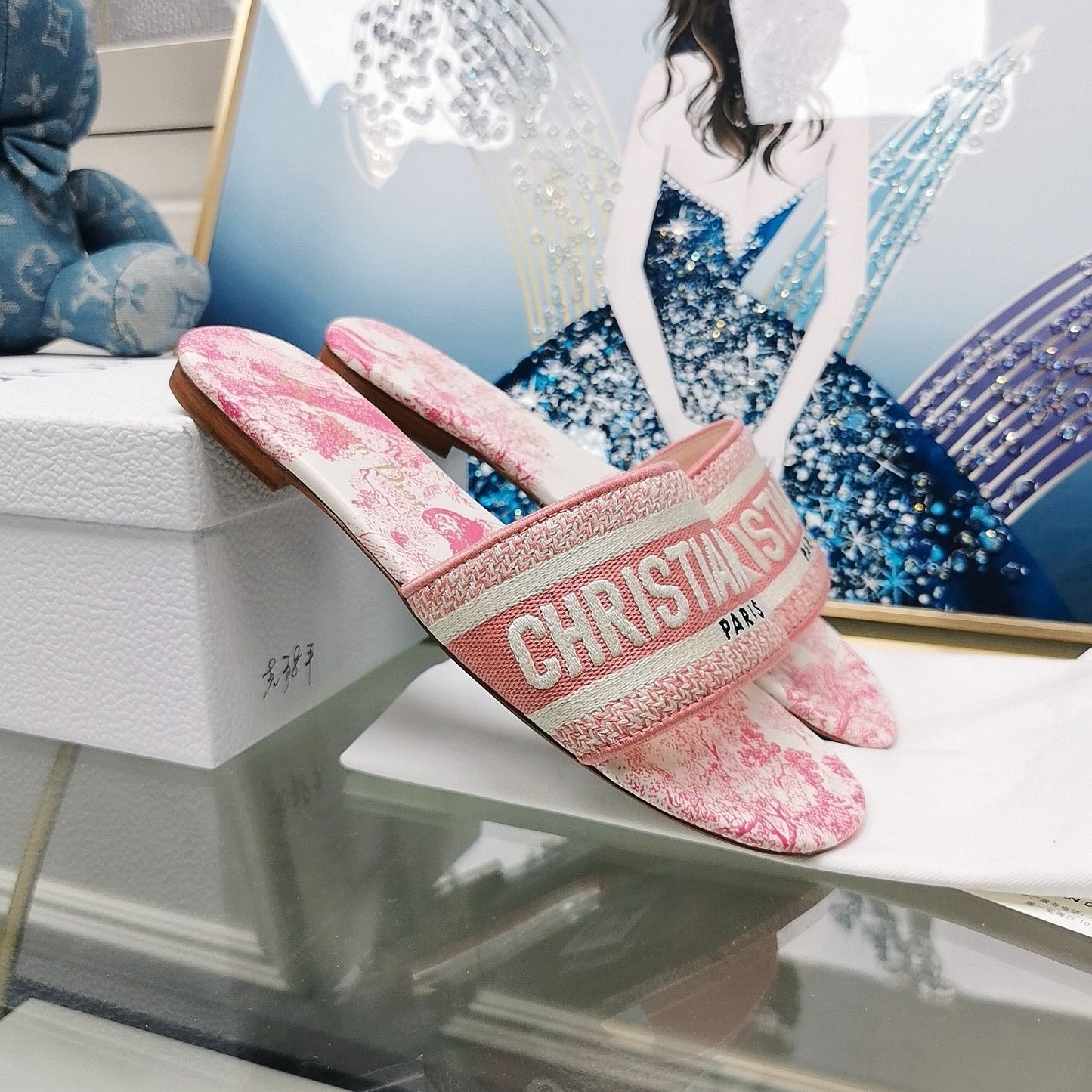 DIOR CD Mule Dway Slide 10mm Multi-motifs Style 28