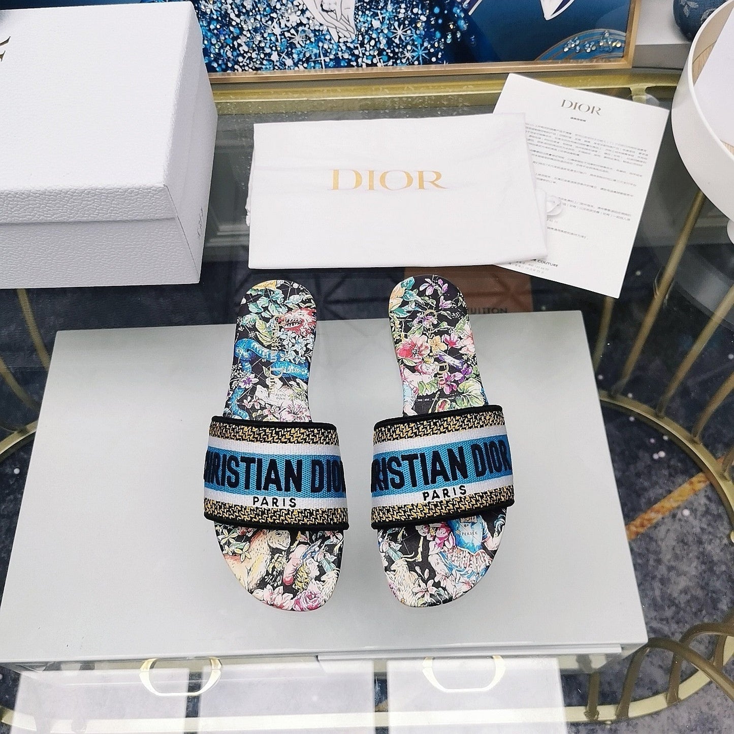 DIOR CD Mule Dway Slide 10mm Multi-motifs Style 25