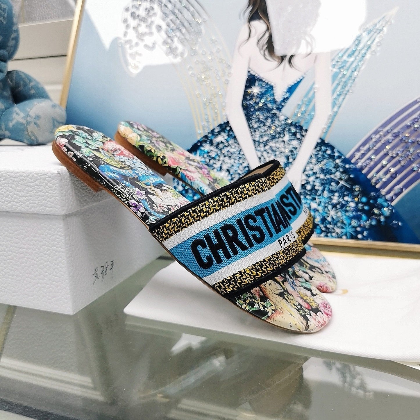 DIOR CD Mule Dway Slide 10mm Multi-motifs Style 25