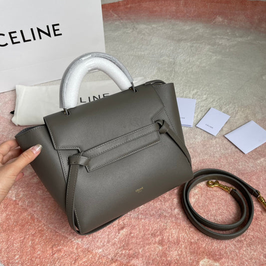 CELINE FISH BAG 24 GREY LEATHER