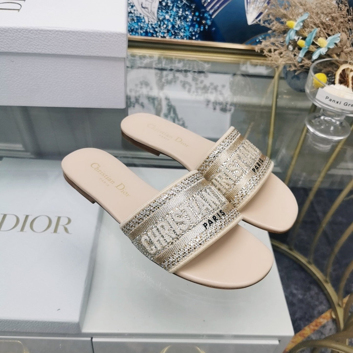 DIOR CD Mule Dway Slide 10mm Multi-motifs Style 22