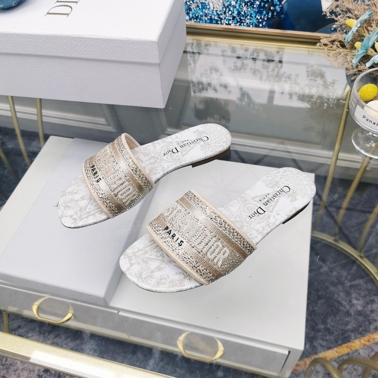DIOR CD Mule Dway Slide 10mm Multi-motifs Style 18