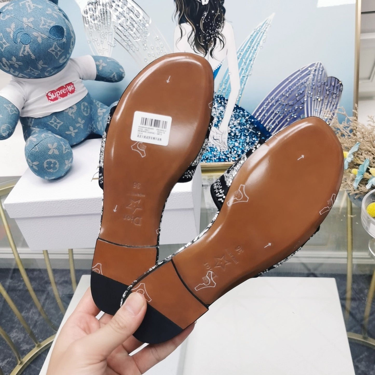 DIOR CD Mule Dway Slide 10mm Multi-motifs Style 17