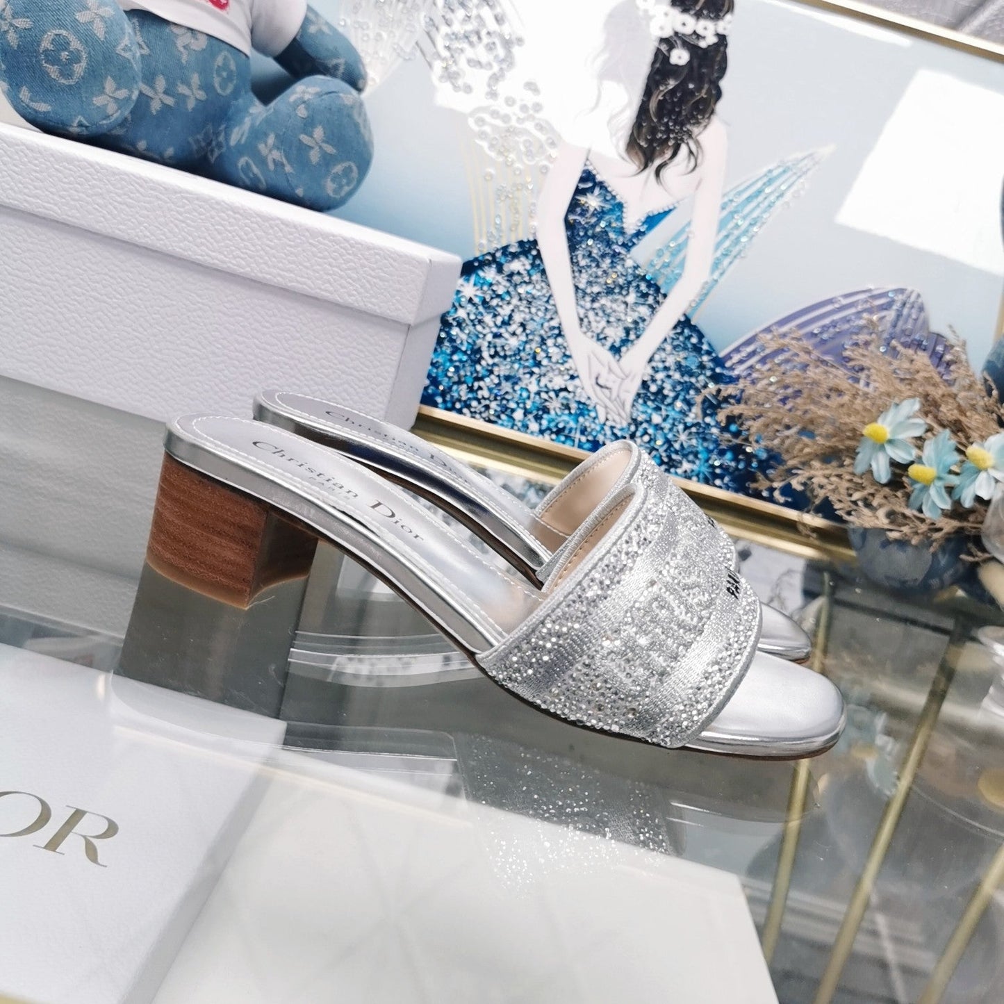 DIOR CD Mule Dway Heeled Slide 45mm Style 17
