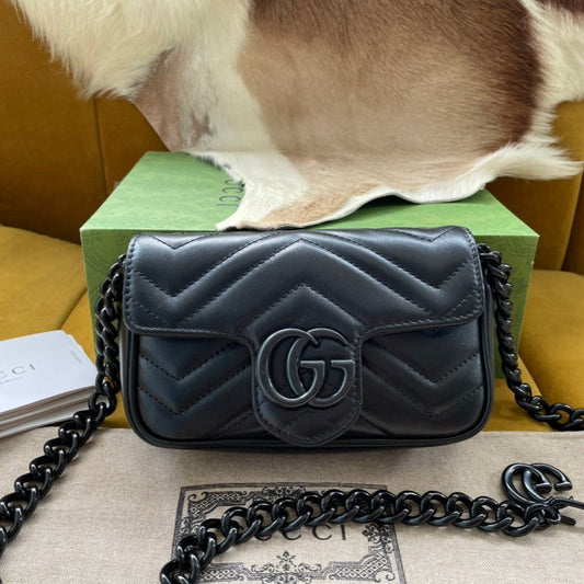 GUCCI MARMONT MINI HANDBAG 16 IN BLACK CALFSKIN
