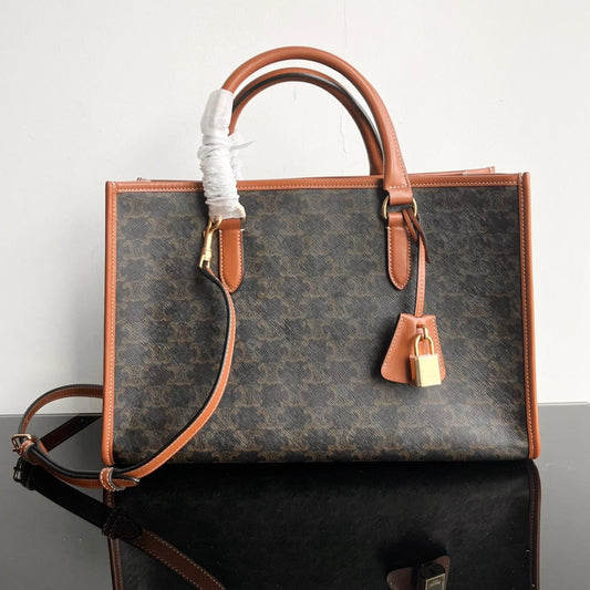CELINE TRIOMPHE CABAS 35 BLACK CALFSKIN TOTE