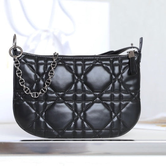 DIOR MINI CARO BAG 25 IN BLACK LAMBSKIN