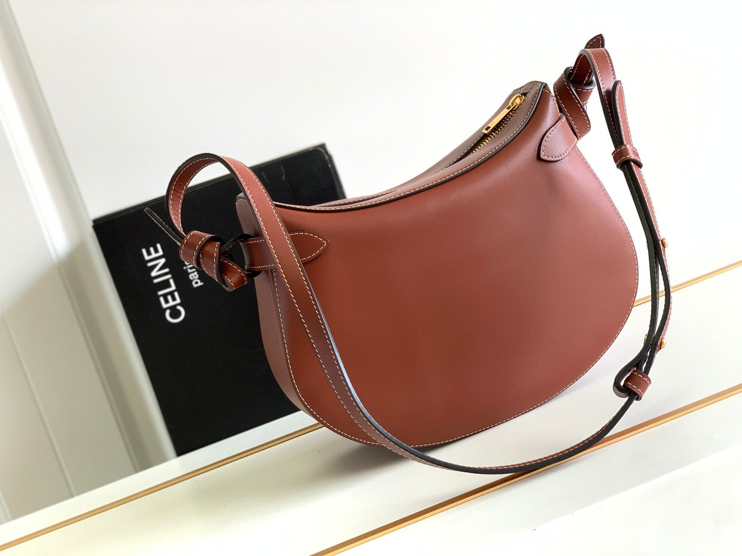 CELINE TRIOMPHE CLASSIC 25 CINNAMON BROWN CALFSKIN