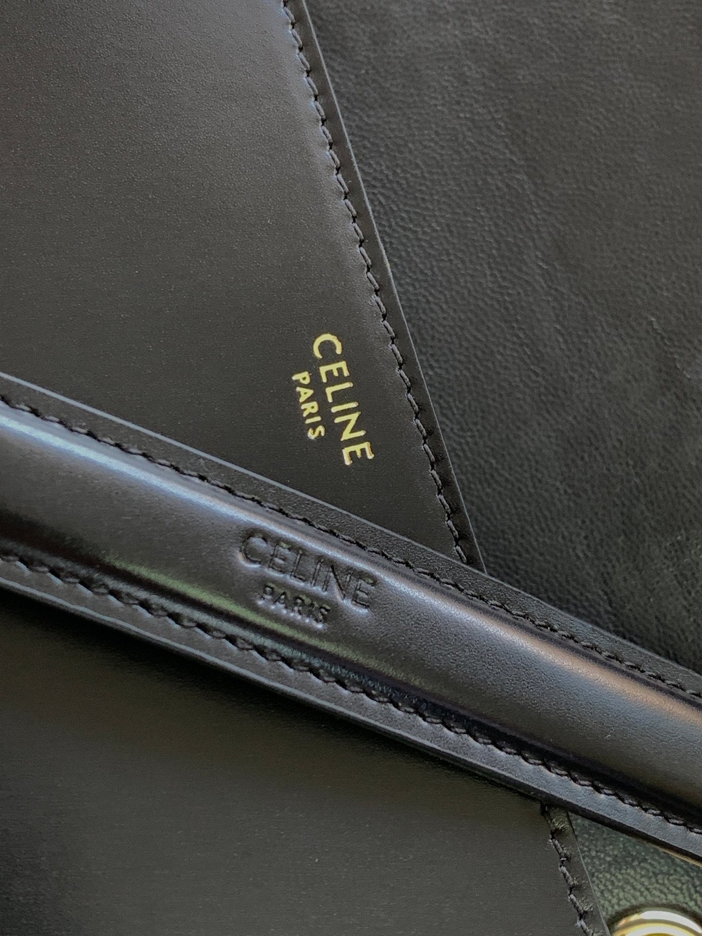 CELINE TRIOMPHE FRAME 23 BLACK CALFSKIN