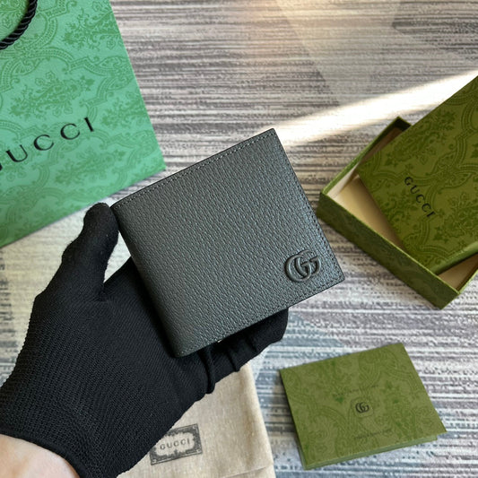 GUCCI MARMONT 11 BIFOLD WALLET IN PENTER GREY CALFSKIN