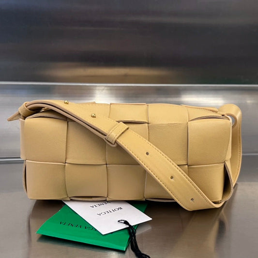 BOTTEGA VENETA BRICK CASSETTE 28 IN HARVEST GOLD CALFSKIN