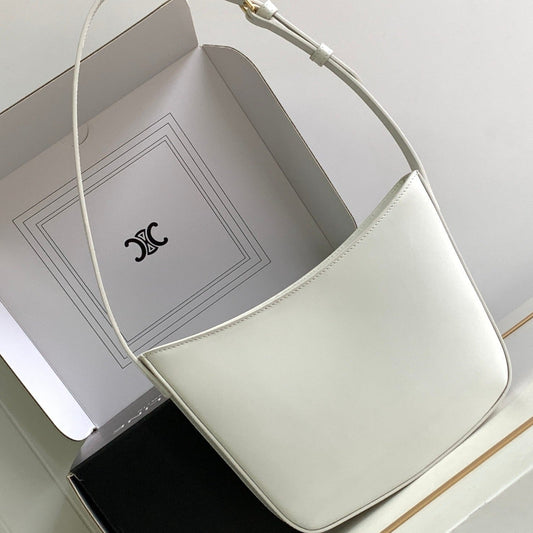 CELINE CROQUE 18 GLOSSY CALFSKIN WHITE