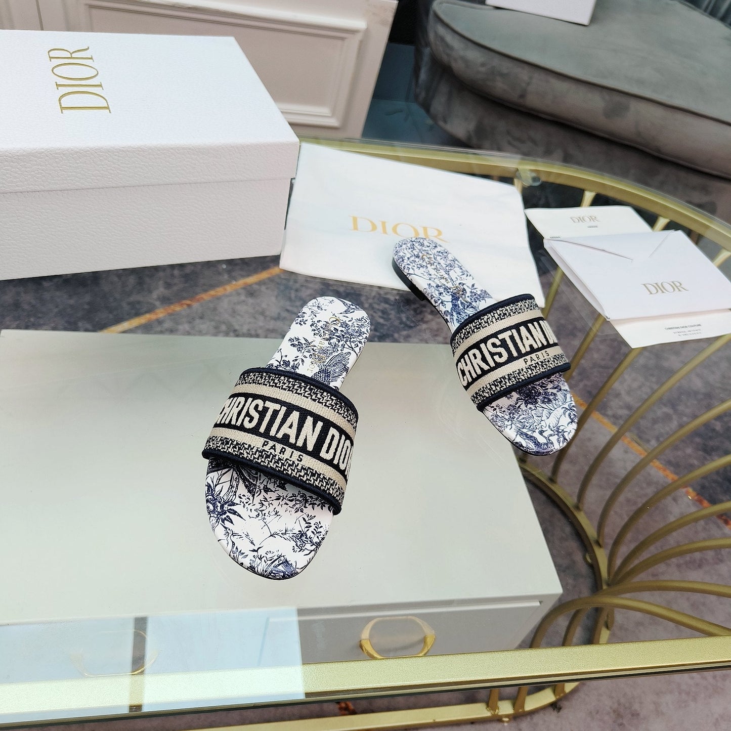 DIOR CD Mule Dway Slide 10mm Multi-motifs Style 11