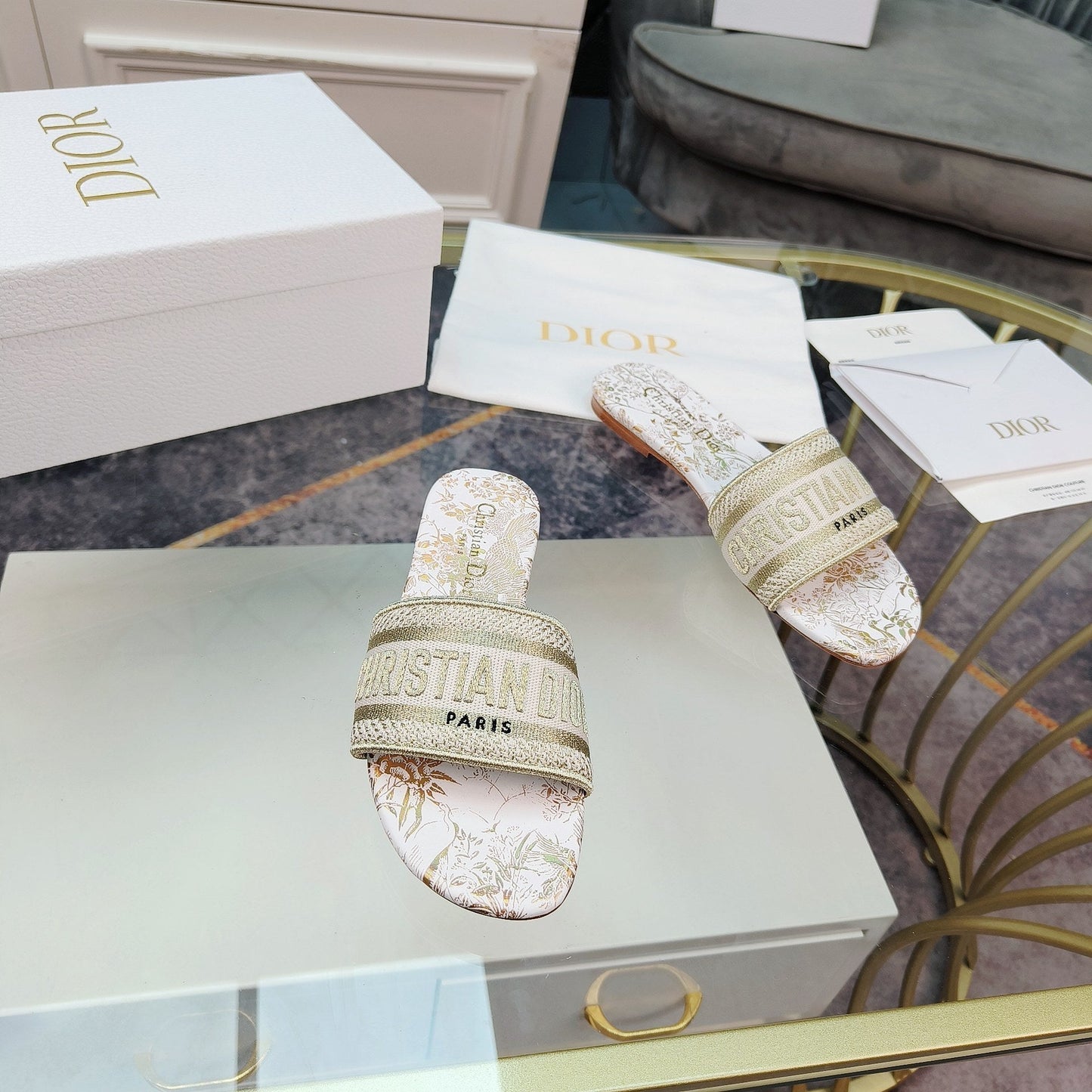 DIOR CD Mule Dway Slide 10mm Multi-motifs Style 7