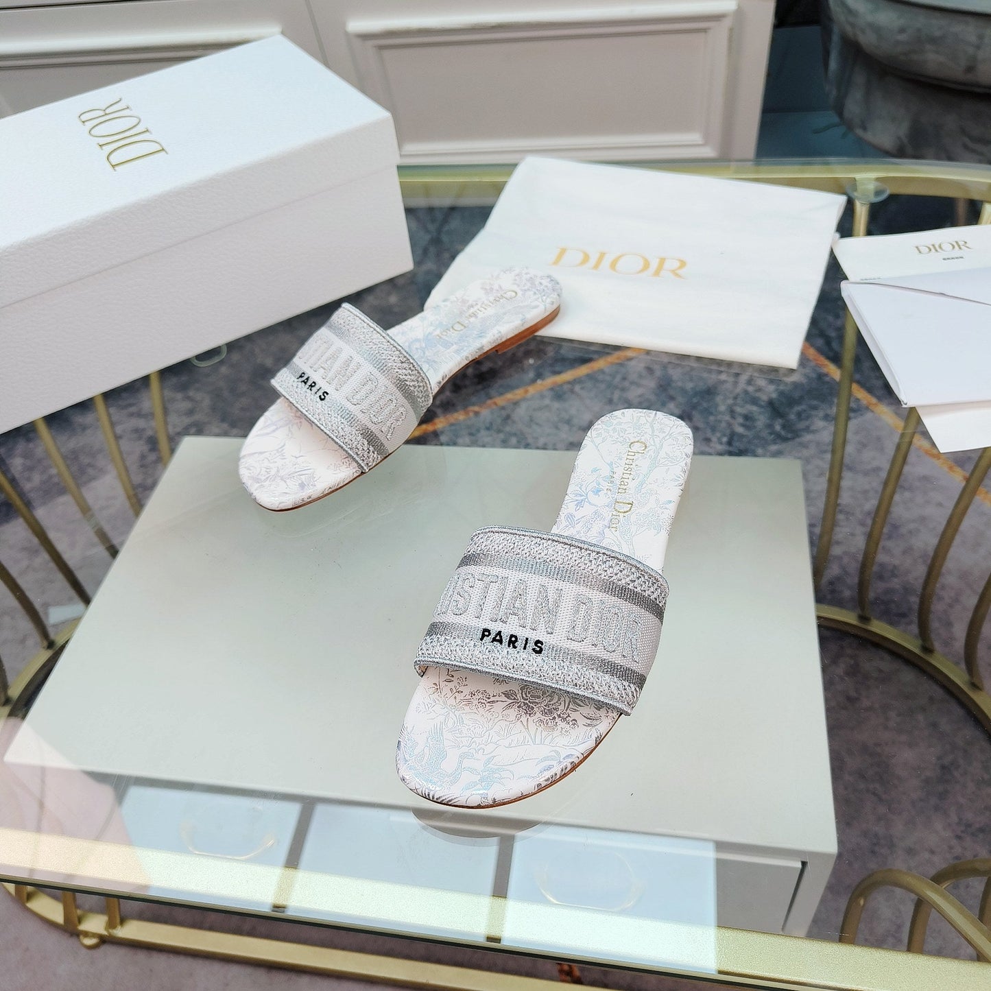 DIOR CD Mule Dway Slide 10mm Multi-motifs Style 6