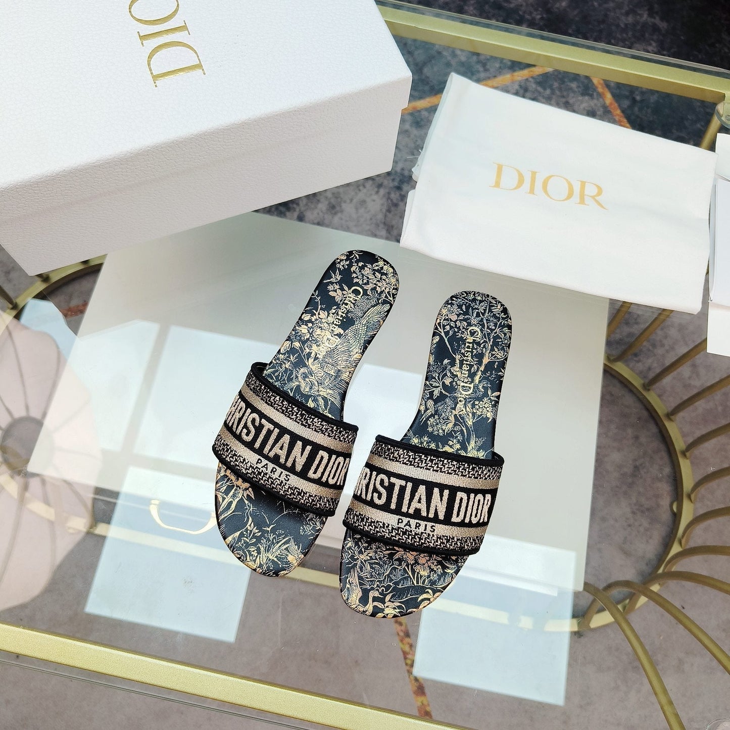 DIOR CD Mule Dway Slide 10mm Multi-motifs Style 5