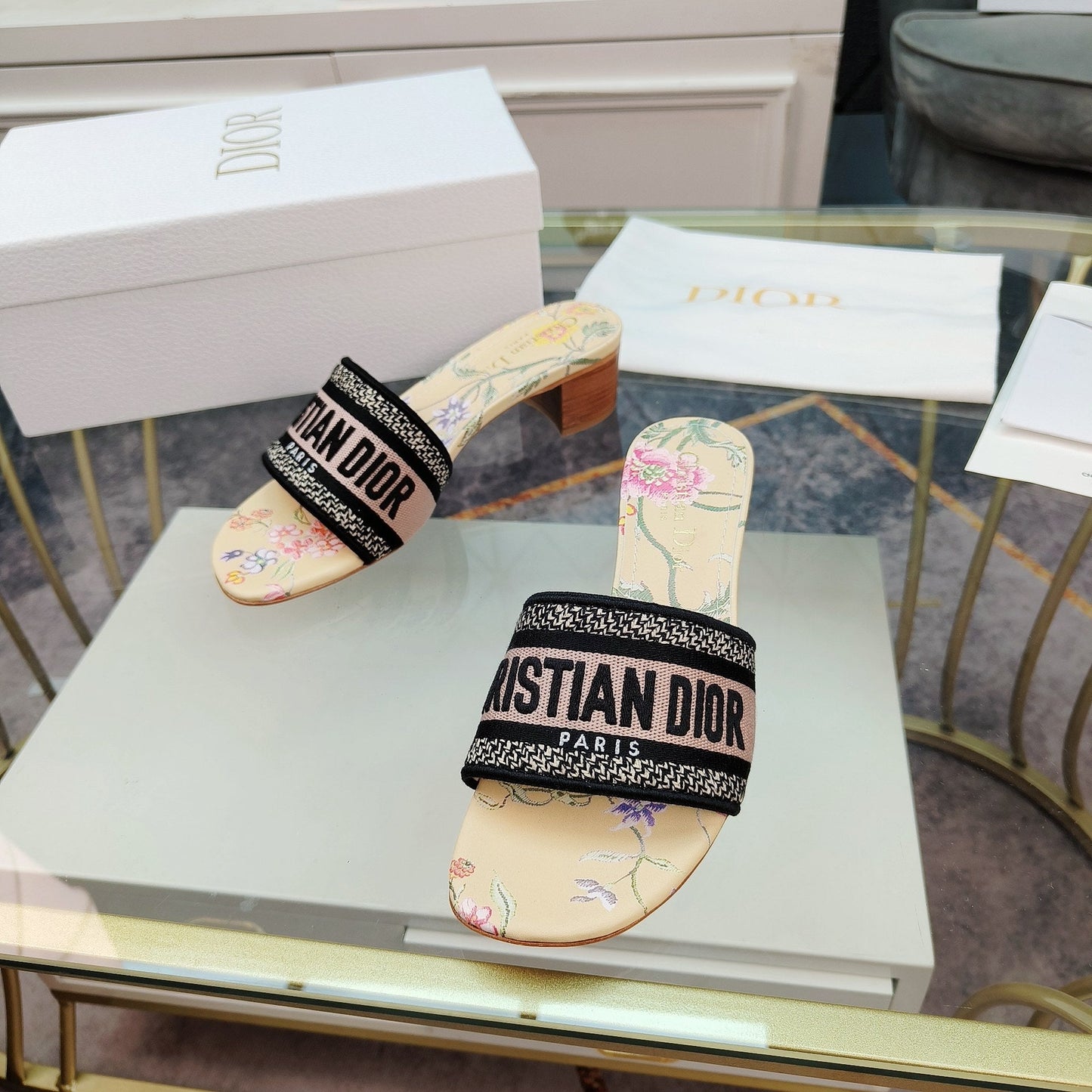 DIOR CD Mule Dway Heeled Slide 45mm Style 2