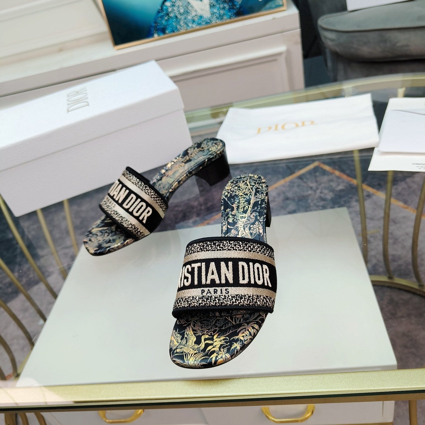 DIOR CD Mule Dway Heeled Slide 45mm Style 9
