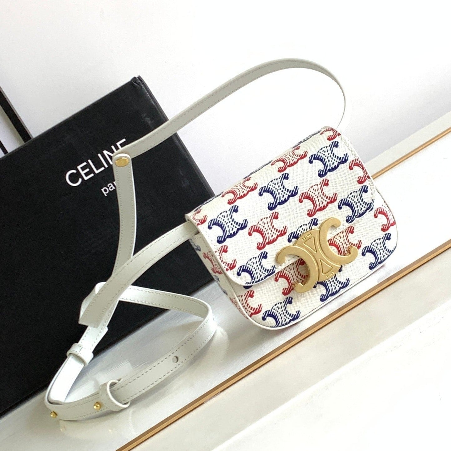 CELINE COLORFUL TRIPHOME 11 COWHIDE LEATHER