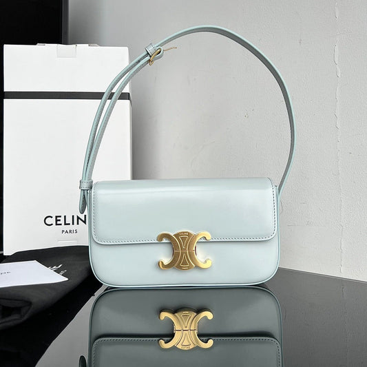 CELINE TRIOMPHE 20 BLUE PASTEL CALFSKIN