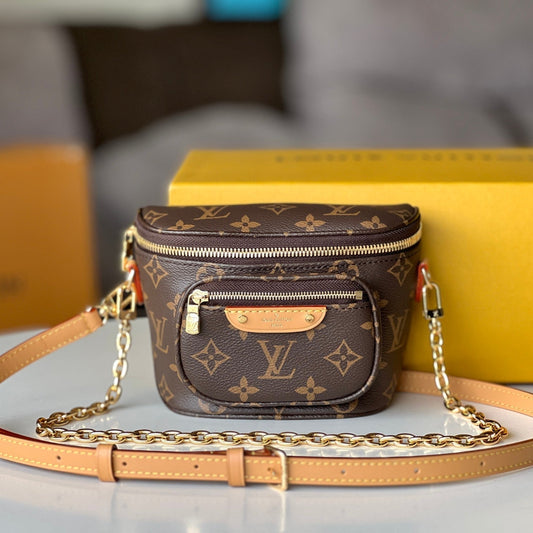 LOUIS VUITTON LV 25S MINI BUMBAG 17 IN BROWN MONOGRAM CALFSKIN GOLD HARDWARE