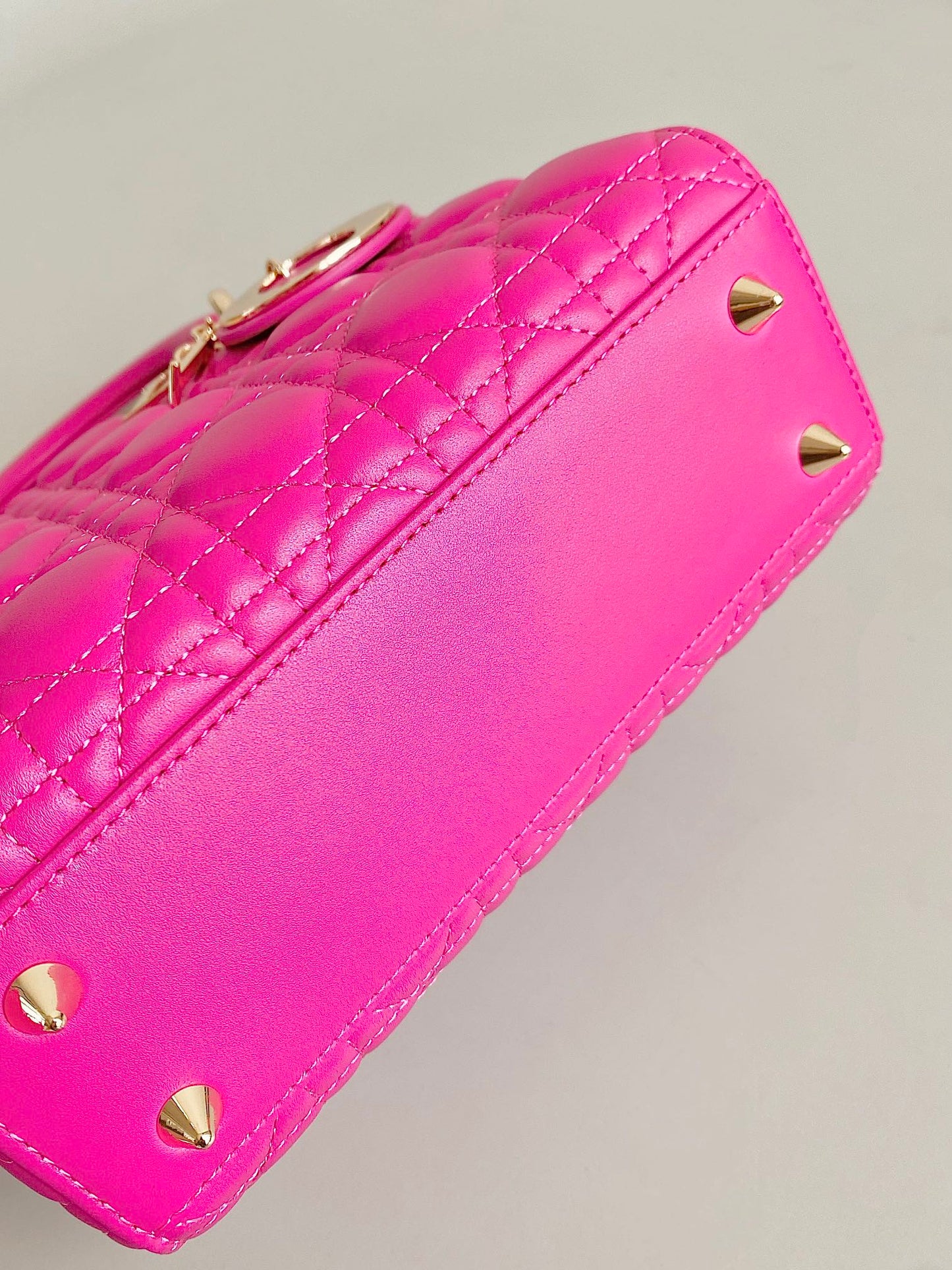 DIOR MEDIUM LADY 20 HANDBAG IN HOT PINK LAMBSKIN