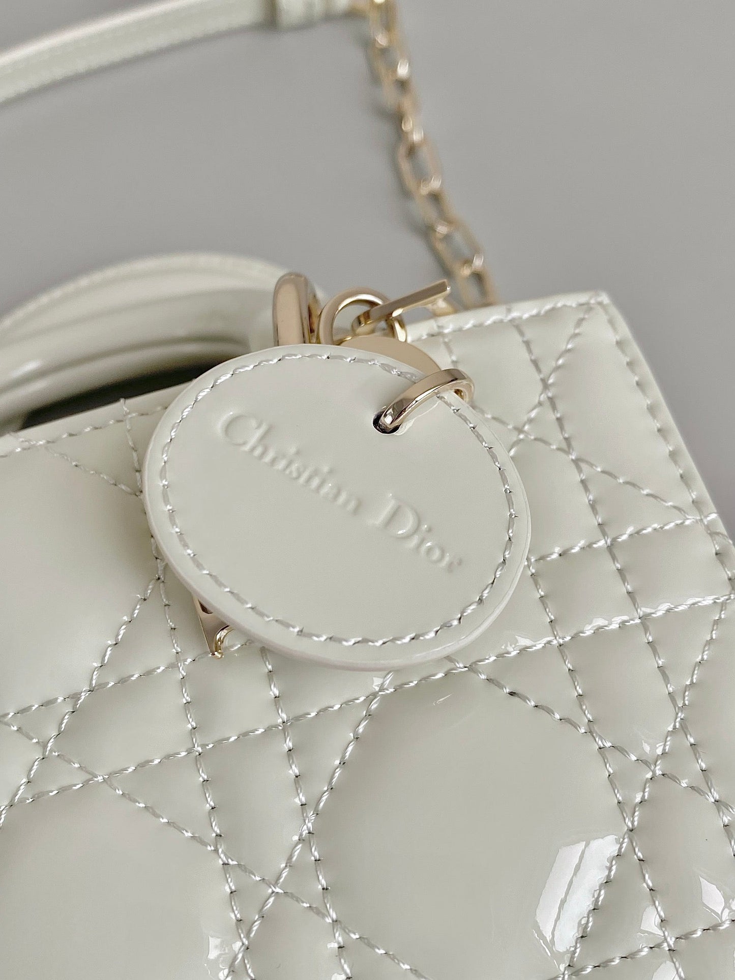 DIOR MINI D-JOY BAG 17 IN WHITE LAMBSKIN