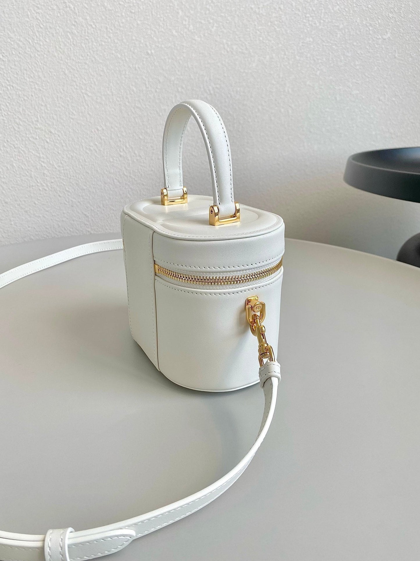 DIOR SIGNATURE VANITY 16 IN WHITE LAMBSKIN