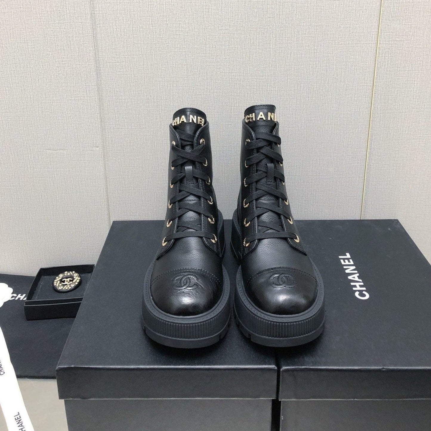 CHANEL MARTIN SHORT BOOTS BLACK LAMBSKIN