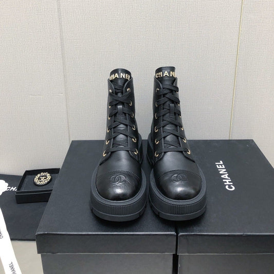CHANEL MARTIN SHORT BOOTS BLACK LAMBSKIN
