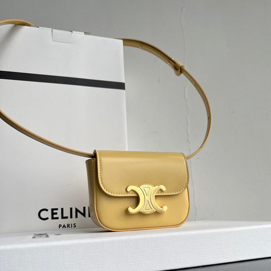 CELINE Triomphe 11 Bright Yellow Shiny Calfskin Handbag