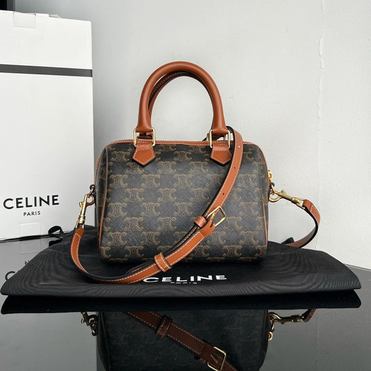 CELINE BOSTON TRIPHOME 19 BLACK PATTERN CALFSKIN