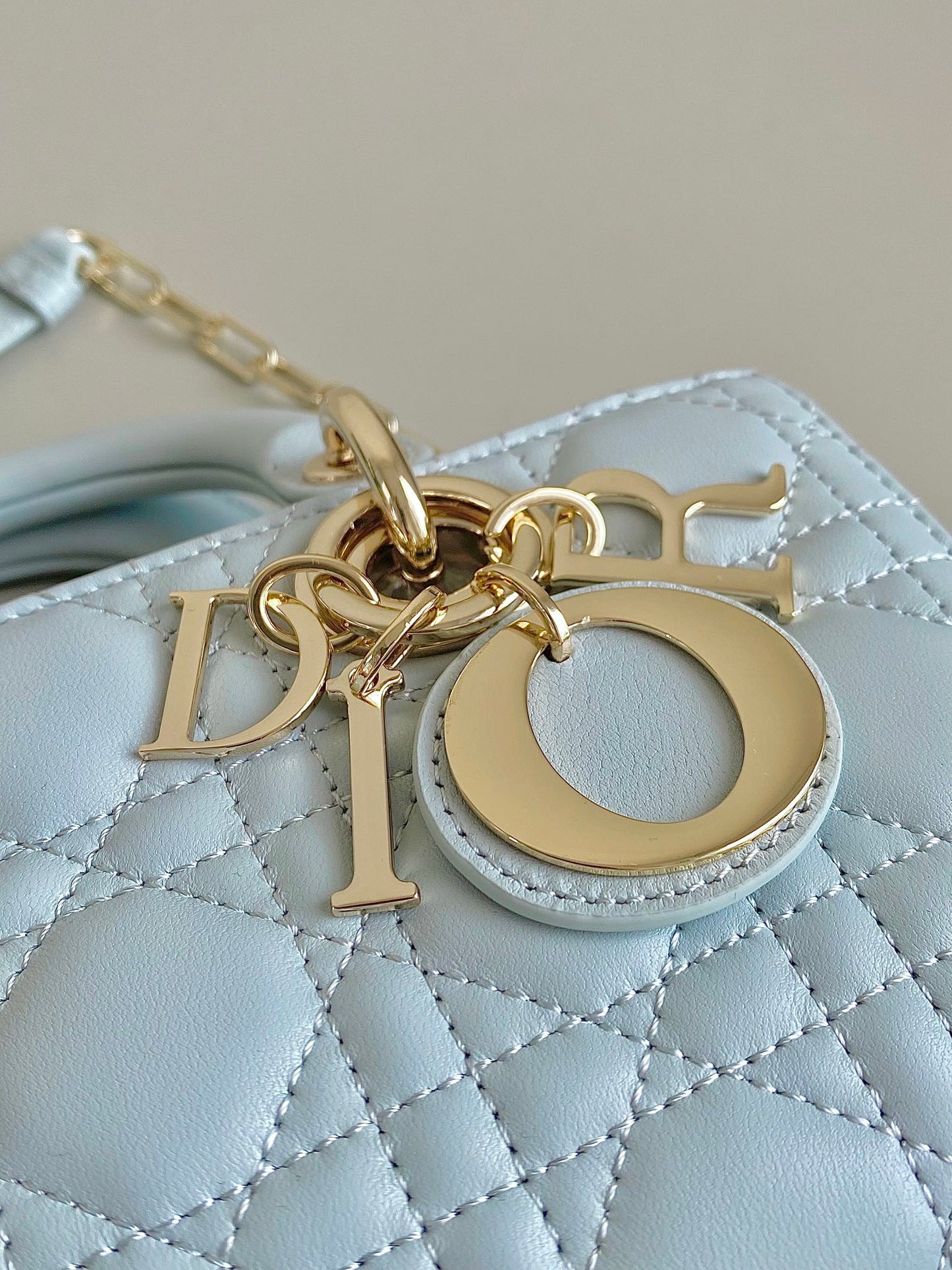 DIOR D-JOY BAG 22 IN LIGHT BLUE LAMBSKIN