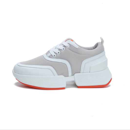 HERMES GIGA SNEAKER IN HARBOR GRAY STITCHED MESH AND WHITE CALFSKIN
