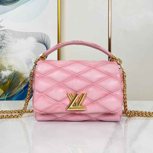 LOUIS VUITTON GO-14 MM 23 IN FRAMBOISE QUILTED LAMBSKIN GOLD HARDWARE
