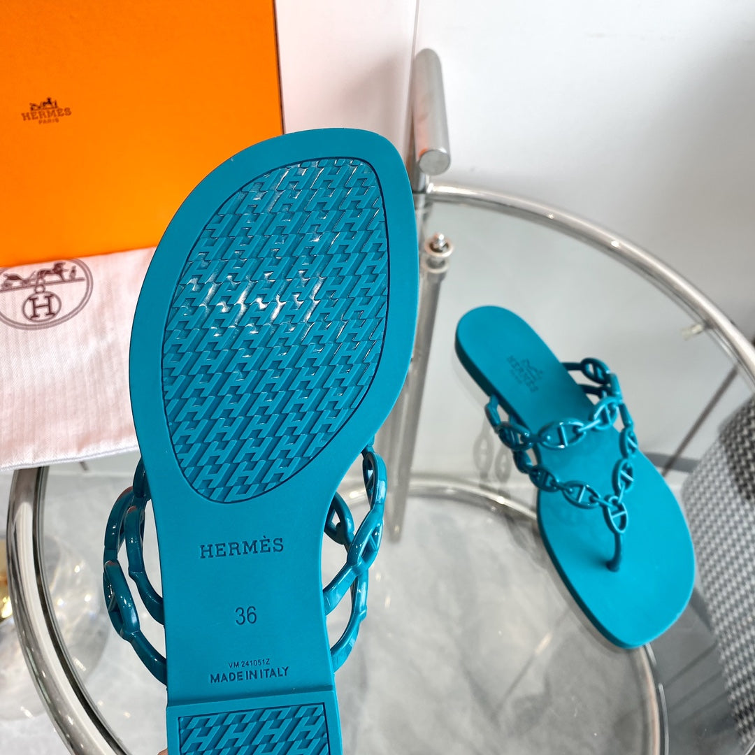 HERMES ISLAND SANDAL CERULEAN PVC WATERPROOF
