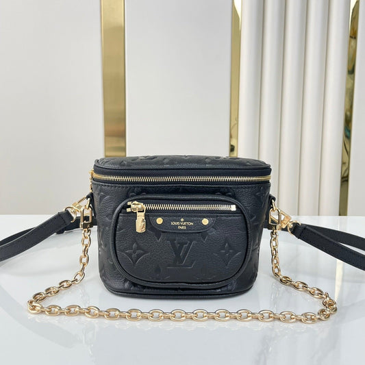 LOUIS VUITTON MINI BUMBAG 17 IN BLACK MONOGRAM EMPREINTE LEATHER GOLD HARDWARE