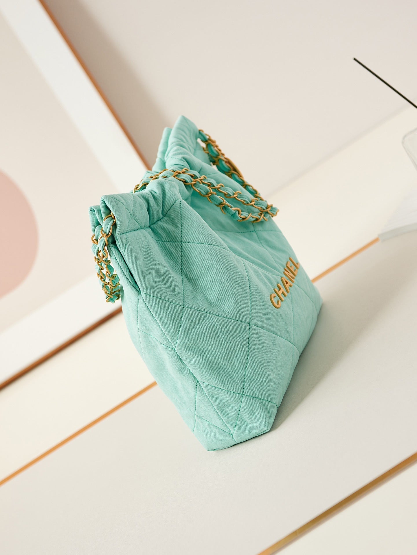 CHANEL CLASSIC MEDIUM 37 BAG IN TF BLUE CANVAS