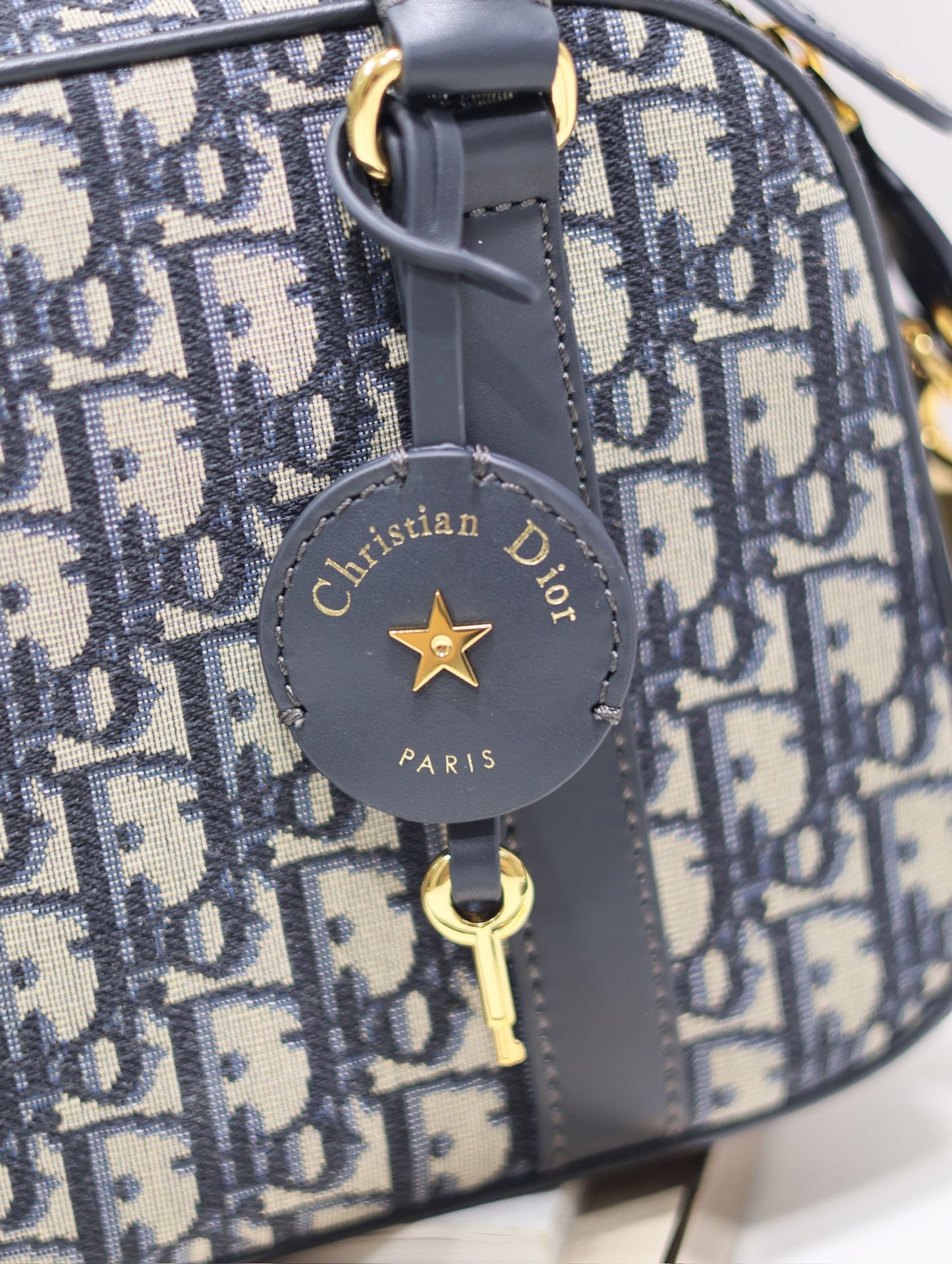 DIOR SMALL 25 D-VIBE BOWLING BAG IN BLUE MONOGRAM OBLIQUE JACQUARD