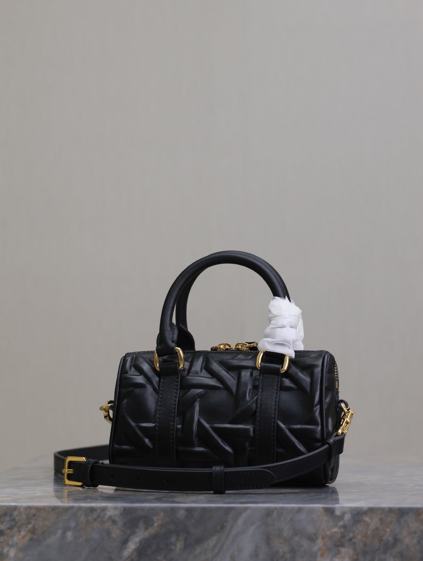 DIOR MINI GROOVE BAG 16 IN BLACK MACROCANNAGE CALFSKIN WITH GOLD HARDWARE