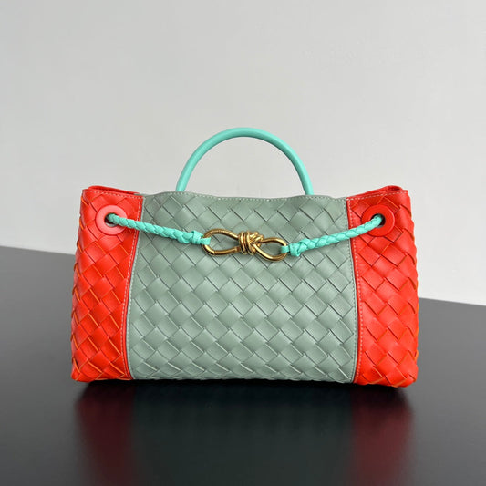 BOTTEGA VENETA EAST WEST ANDIAMO BAG 29 IN ORANGE AND LIGHT GREEN CALFSKIN