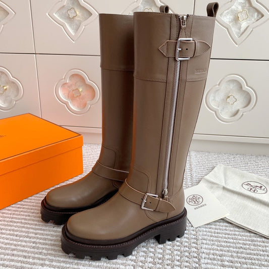 HERMES JAIME BOOT IN CEDAR BROWN CALFSKIN