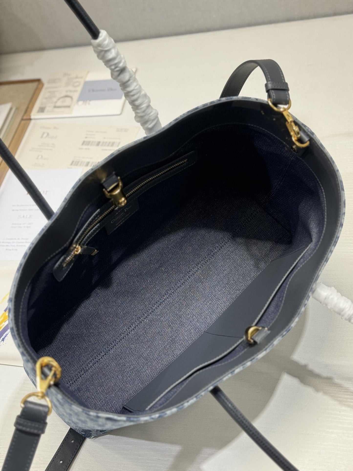DIOR MEDIUM 37 TOUJOURS BAG IN BLUE MONOGRAM DENIM